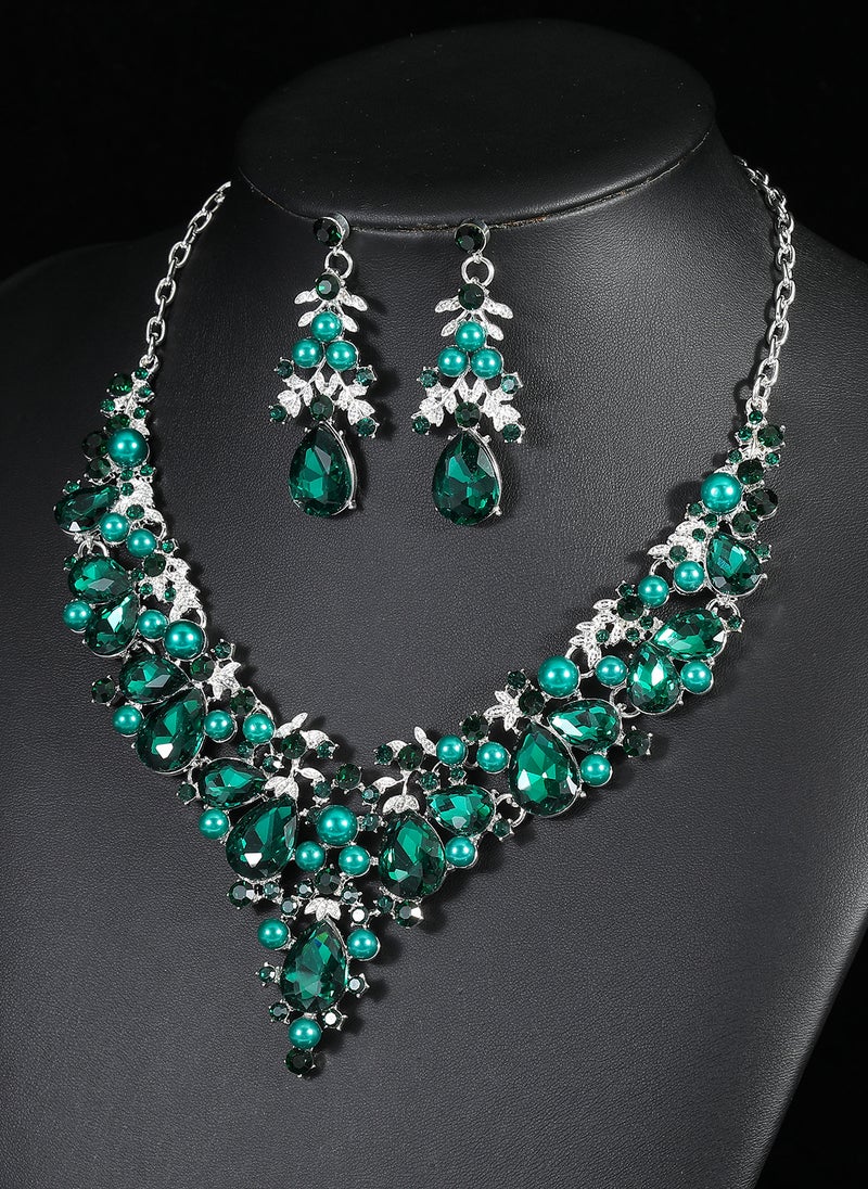 Sharpdo طقم قلادة وأقراط ريترو أنيق من قطعتين - Image 1