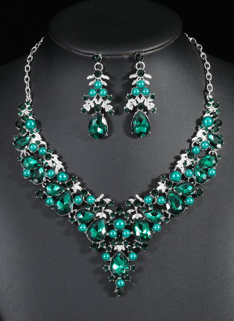 Sharpdo طقم قلادة وأقراط ريترو أنيق من قطعتين - Image 2