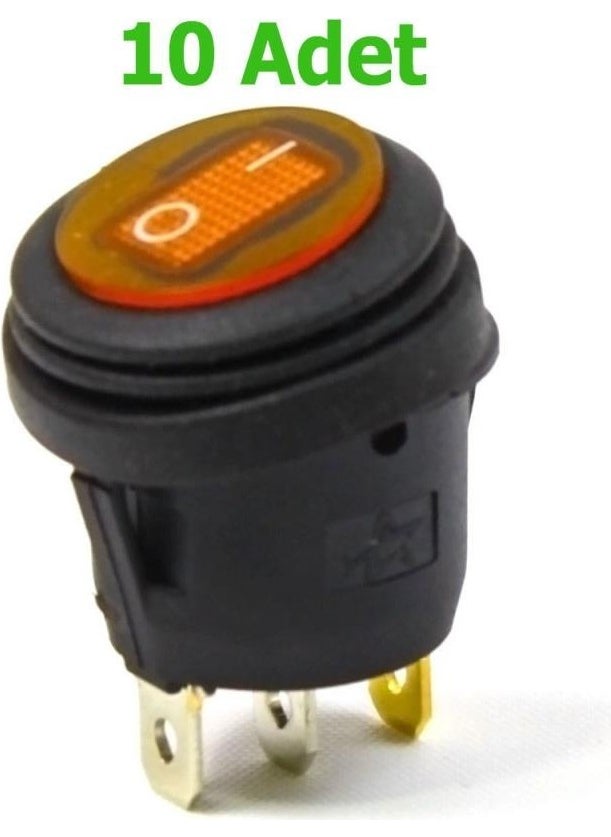 KAMPA Round Bellows Illuminated Switch 10 Pieces Orange, On-Off 3 Pin - Button Push Button Switch  - Image 1