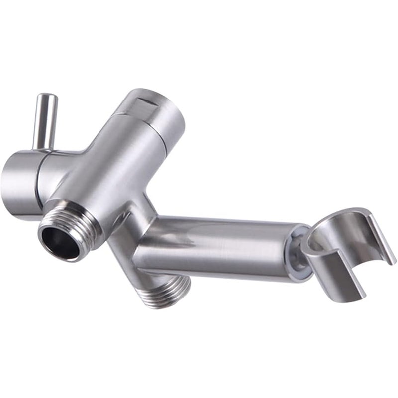 Solid Metal Shower Arm Diverter with Handshower Mount for Hand Held Showerhead 3-Way Bathroom Universal Shower System Replacement Part (Brushed Nickel) - Image 1