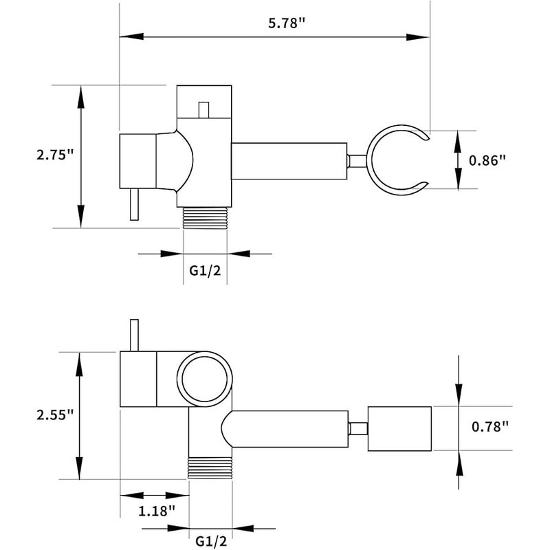Solid Metal Shower Arm Diverter with Handshower Mount for Hand Held Showerhead 3-Way Bathroom Universal Shower System Replacement Part (Brushed Nickel) - Image 2