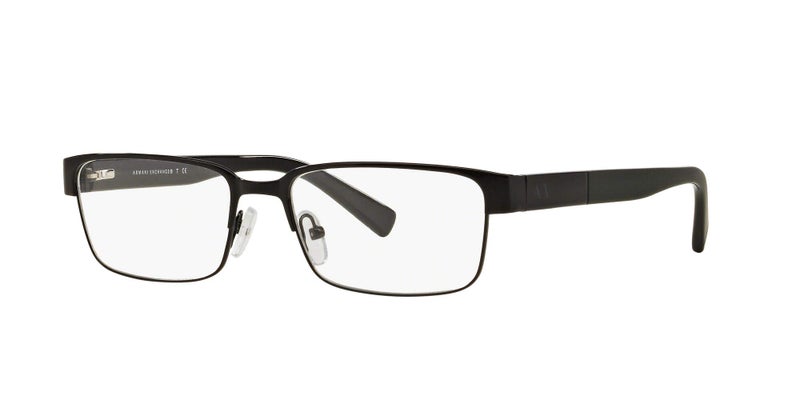 Armani Exchange A|X ARMANI EXCHANGE Men's AX1017 Rectangular Prescription Eyeglass Frames, Black/Demo Lens, 56 mm - Image 2