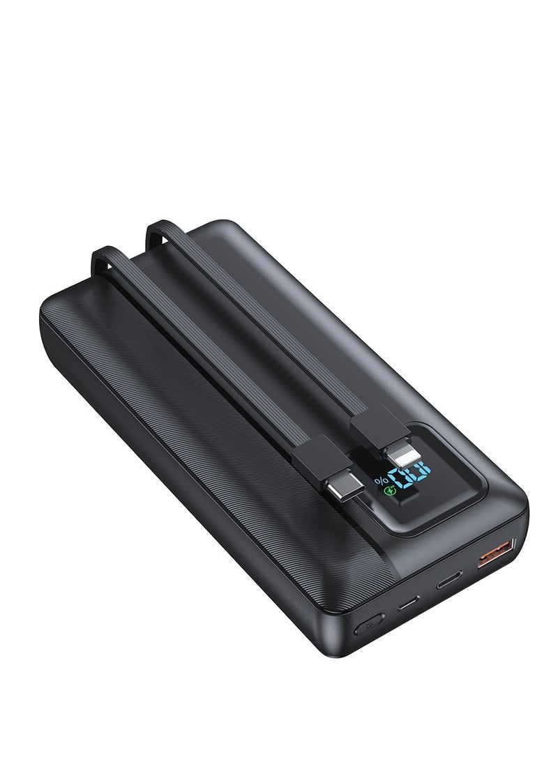skjvxt Power Bank 20000mAh with with 2-Port Portable Charger, 22.5W Fast Charging, Built-in Cable, LED Display, Compatible for iPhone, Samsung Galaxy, etc.  - Image 1