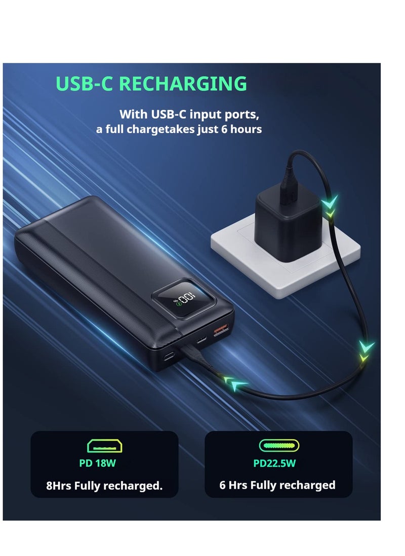 skjvxt Power Bank 20000mAh with with 2-Port Portable Charger, 22.5W Fast Charging, Built-in Cable, LED Display, Compatible for iPhone, Samsung Galaxy, etc.  - Image 4