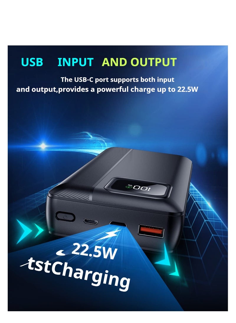 skjvxt Power Bank 20000mAh with with 2-Port Portable Charger, 22.5W Fast Charging, Built-in Cable, LED Display, Compatible for iPhone, Samsung Galaxy, etc.  - Image 5