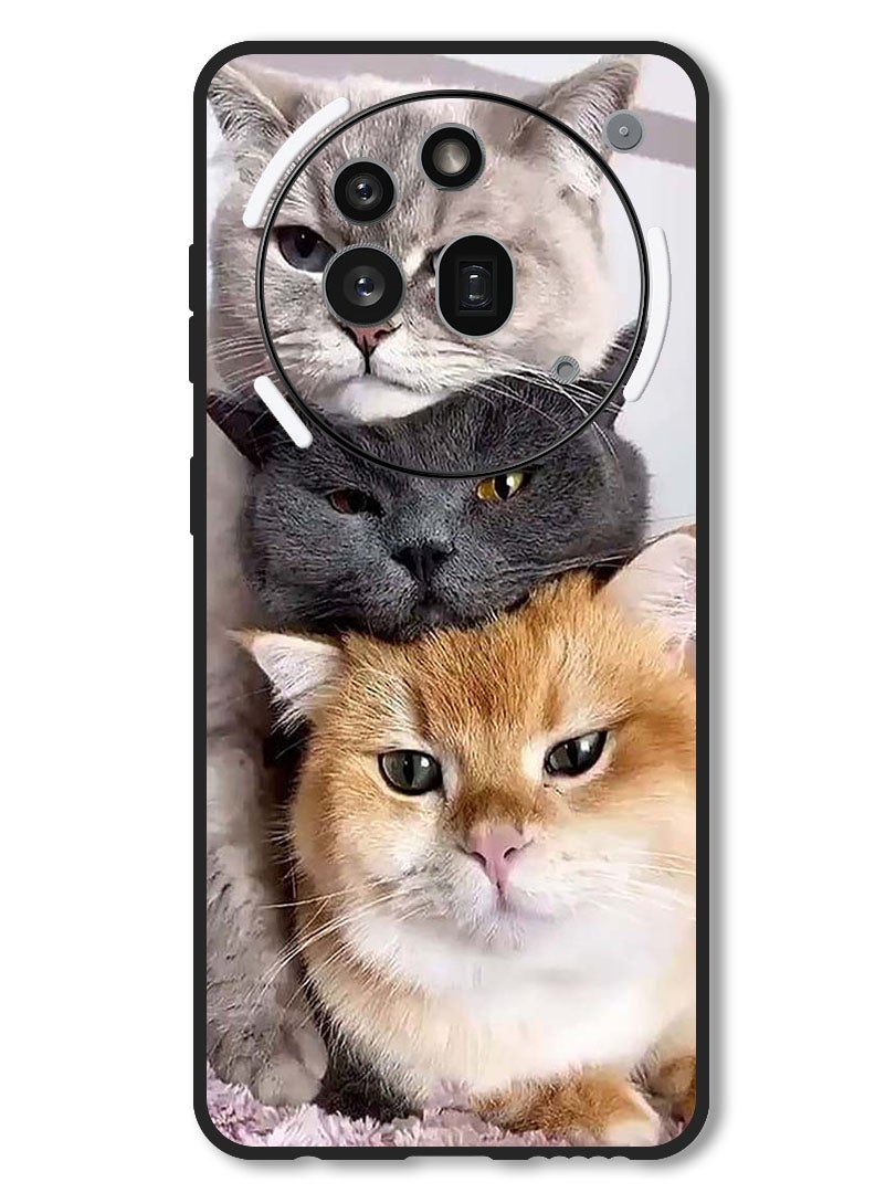 Theodor Case Compatible with Nothing Phone 3a Pro Protection Shockproof Bumper Cover Cats - Image 1