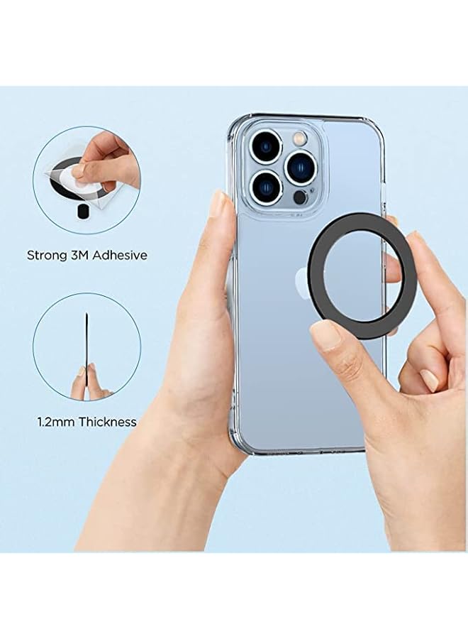 Green Tiger Adhesive Magnets Ring Sticker for Magsafe Wireless Charging, Adapter Rings for Magnetic Phone Grip Holder, Case Converter Accessories for iPhone 12 13 14, Car Mount Magnet Attachment, Black 2pcs - Image 4