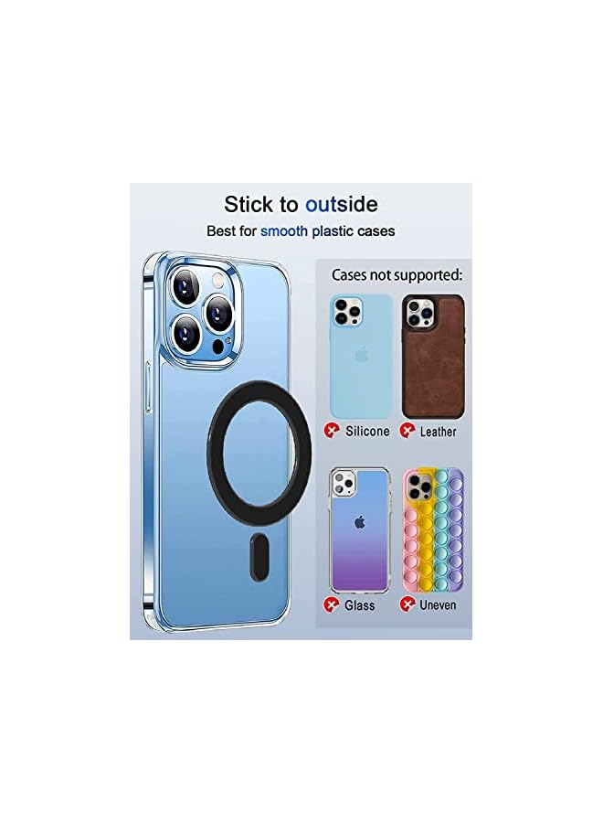 Green Tiger Adhesive Magnets Ring Sticker for Magsafe Wireless Charging, Adapter Rings for Magnetic Phone Grip Holder, Case Converter Accessories for iPhone 12 13 14, Car Mount Magnet Attachment, Black 2pcs - Image 5