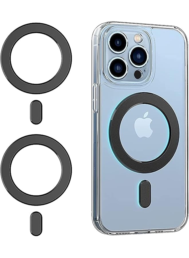 Green Tiger Adhesive Magnets Ring Sticker for Magsafe Wireless Charging, Adapter Rings for Magnetic Phone Grip Holder, Case Converter Accessories for iPhone 12 13 14, Car Mount Magnet Attachment, Black 2pcs - Image 1