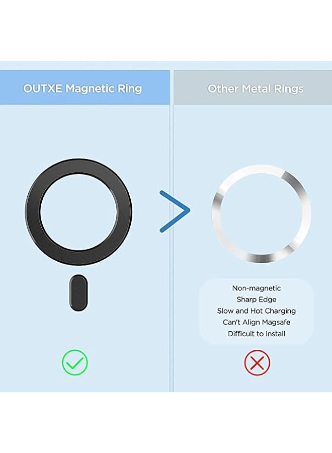 Green Tiger Adhesive Magnets Ring Sticker for Magsafe Wireless Charging, Adapter Rings for Magnetic Phone Grip Holder, Case Converter Accessories for iPhone 12 13 14, Car Mount Magnet Attachment, Black 2pcs - Image 3