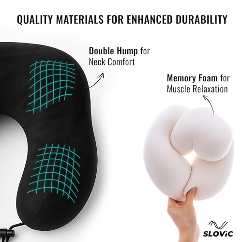 SLOVIC Neck Pillow for Travelling | Premium Memory Foam Pillow for Flight, Car, Bus, Train | 360° Neck Support with Soft Fabric | Travel Accessories | Includes Carrying Bag - Image 5