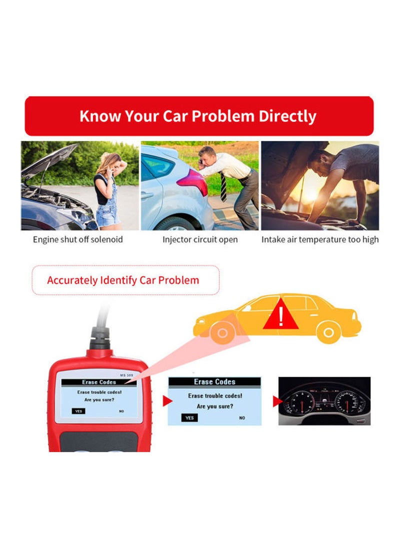 NIBEMINENT Multi-function Automotive Health Diagnostic Scanner Red 11cm  - Image 2