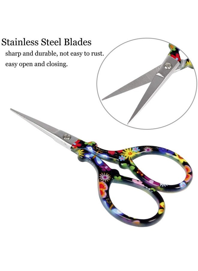 BIHRTC - 3.6 Inch Scissors Small Embroidery Scissors Sharp Stainless Steel Pointed Scissors Cross Stitch Scissors Diy Tool For Sewing Craft Needwork Needpoint Artwork Black Flower Scissors - Image 1