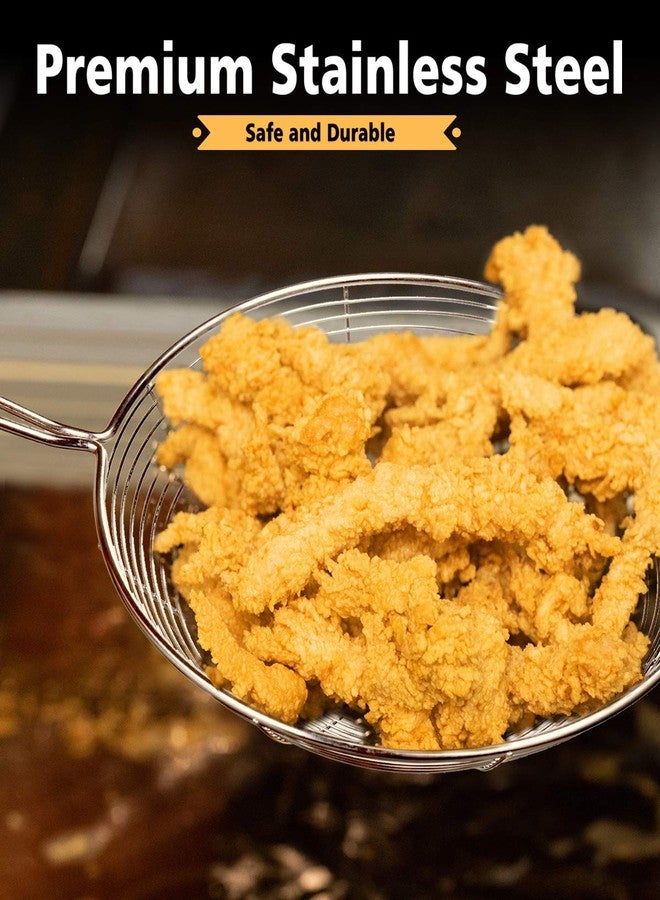 Fancymay مغرفة مصفاة عنكبوتية محسّنة من الفولاذ المقاوم للصدأ، طقم من 3 أحجام، ملعقة مصفاة للمطبخ للطبخ والقلي، مصفاة للمعكرونة، تحضير الطعام - 32.5 سم، 36 سم، 38 سم - Image 3