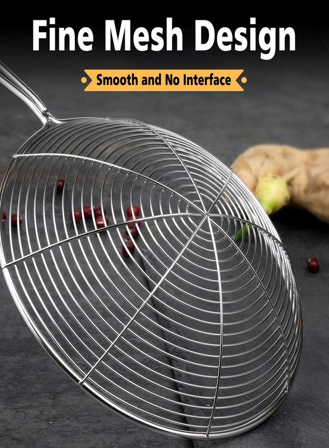 Fancymay مغرفة مصفاة عنكبوتية محسّنة من الفولاذ المقاوم للصدأ، طقم من 3 أحجام، ملعقة مصفاة للمطبخ للطبخ والقلي، مصفاة للمعكرونة، تحضير الطعام - 32.5 سم، 36 سم، 38 سم - Image 4