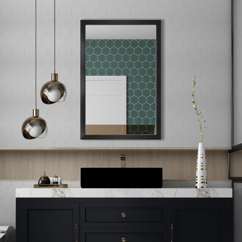 Ruomeng Rectangular Wall Mirror 24x36 for Bathroom Bedroom Entryway Living Room Black