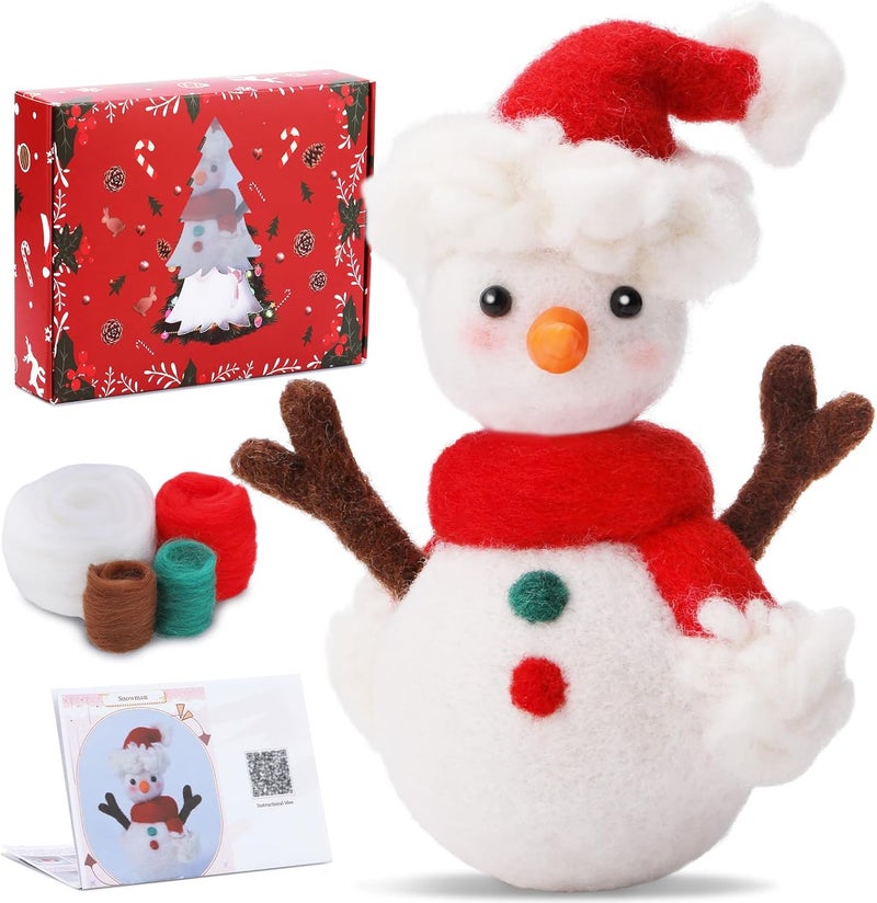 YWLUUOO Felt Christmas Santa Dolls Accessories Pack Craft Needlework Unfinished Festive Decorations Wool Felt Kits for Adults - Image 1