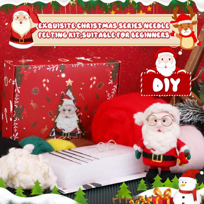 YWLUUOO Felt Christmas Santa Dolls Accessories Pack Craft Needlework Unfinished Festive Decorations Wool Felt Kits for Adults - Image 3