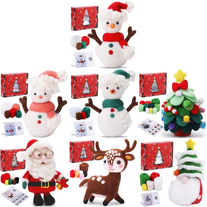 YWLUUOO Felt Christmas Santa Dolls Accessories Pack Craft Needlework Unfinished Festive Decorations Wool Felt Kits for Adults - Image 2