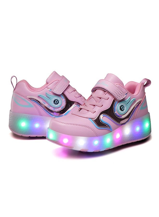 Loquat LED Flash Light Sneaker Skate Shoes with Wheels USB Charging Roller Skates Shoes - Image 2
