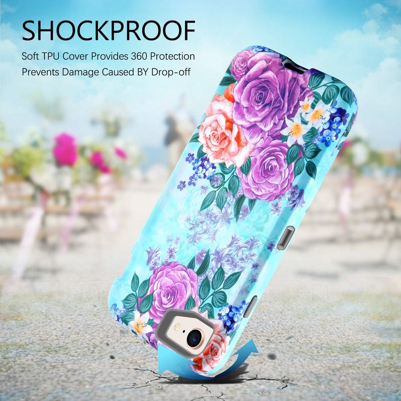 GUAGUA iPhone 7 Case iPhone 8 Case Girls Women Soft Bumper Heavy Duty Shockproof Protective Durable Phone Case Mint Green - Image 2
