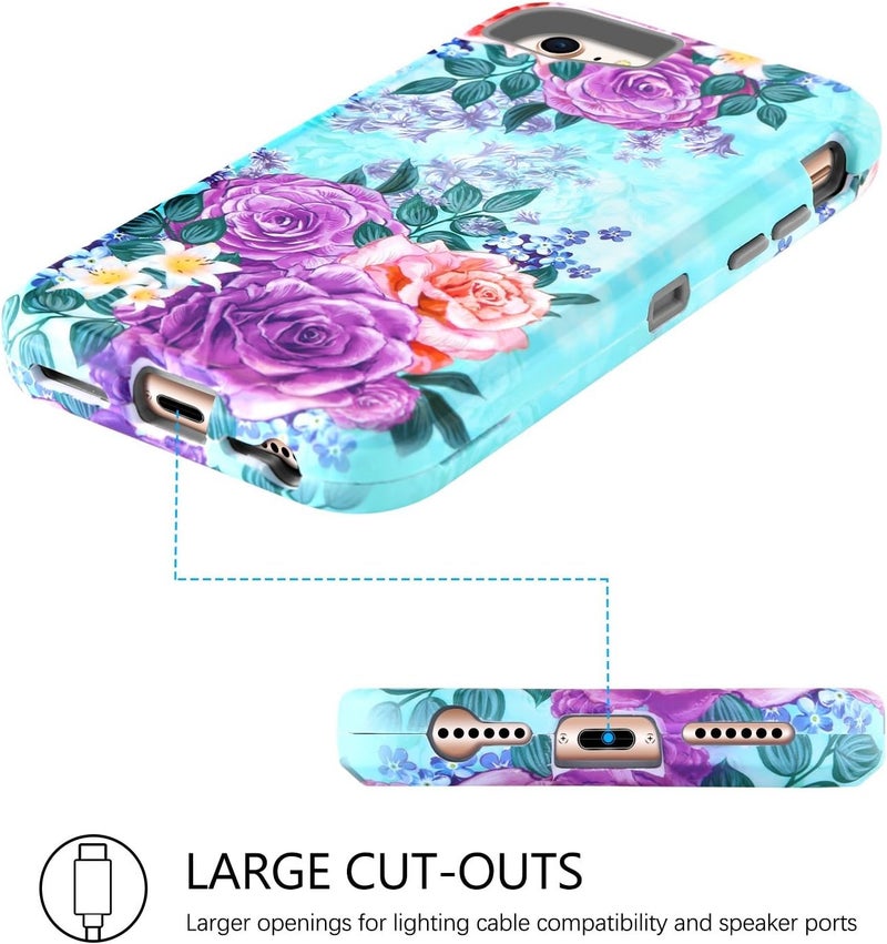 GUAGUA iPhone 7 Case iPhone 8 Case Girls Women Soft Bumper Heavy Duty Shockproof Protective Durable Phone Case Mint Green - Image 5