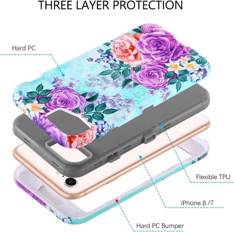 GUAGUA iPhone 7 Case iPhone 8 Case Girls Women Soft Bumper Heavy Duty Shockproof Protective Durable Phone Case Mint Green - Image 4