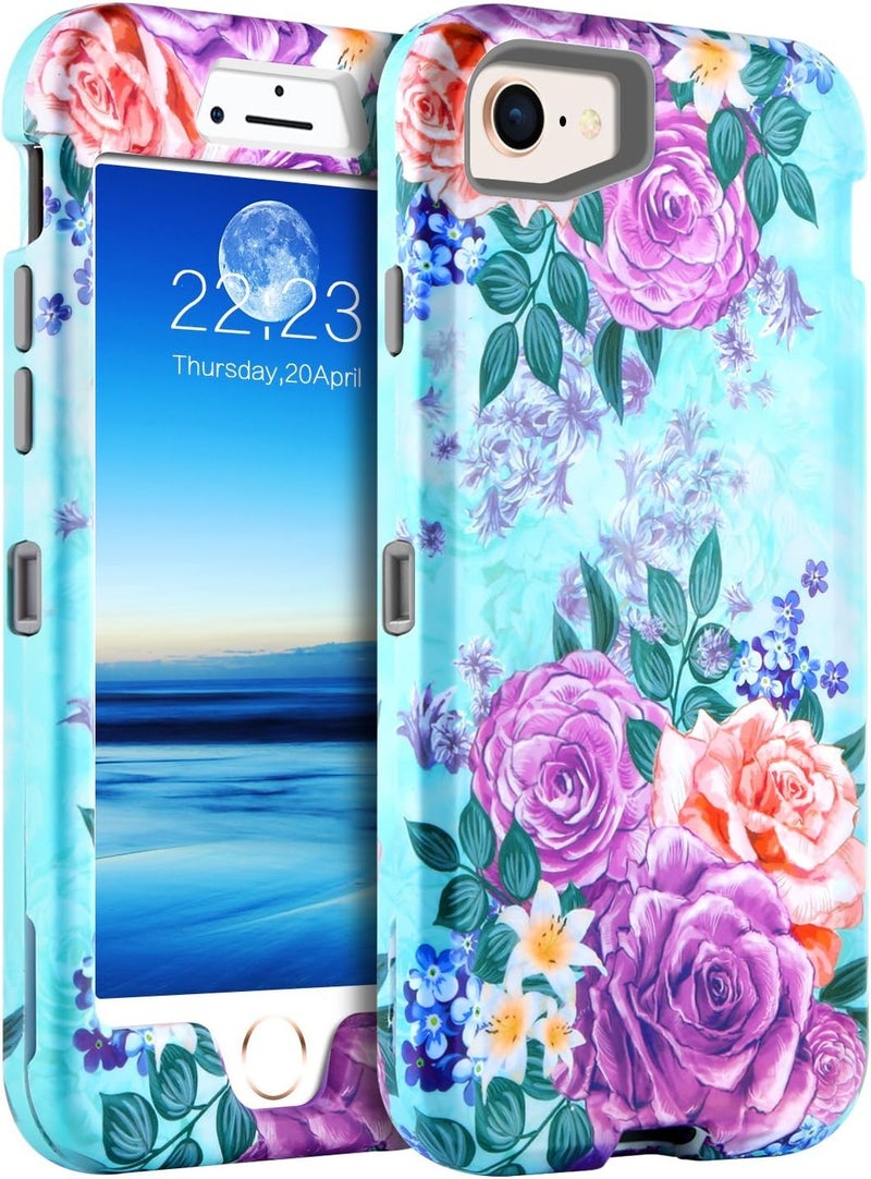 GUAGUA iPhone 7 Case iPhone 8 Case Girls Women Soft Bumper Heavy Duty Shockproof Protective Durable Phone Case Mint Green - Image 1