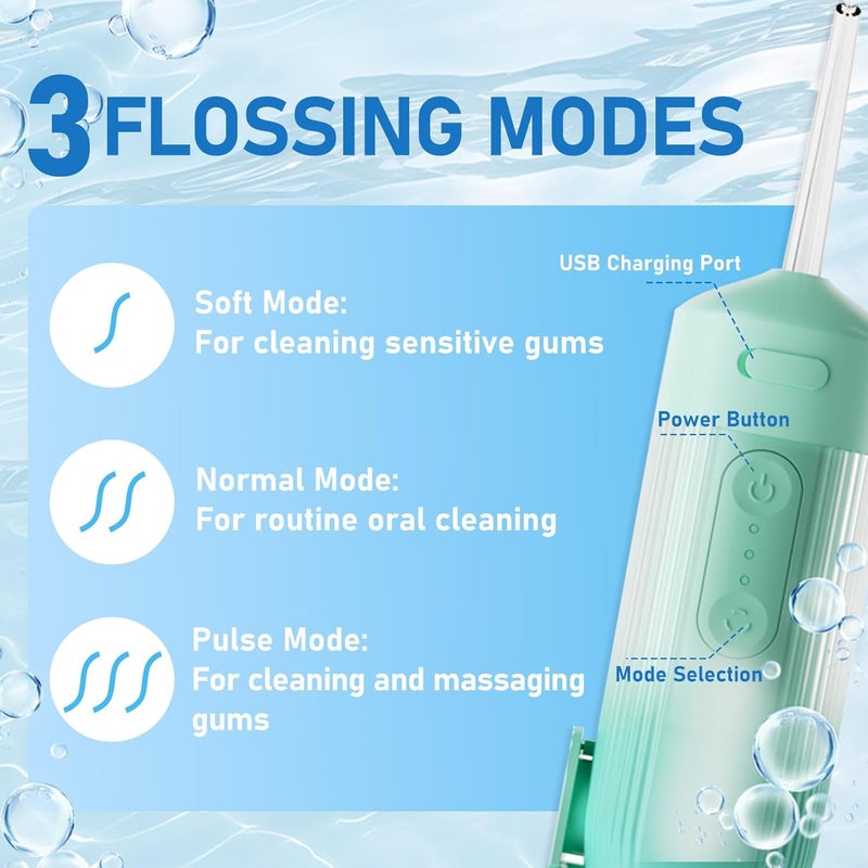 houscly Portable Water Flosser for Teeth Travel Mini Small Water Flosser Compact Electric Oral Irrigator Dental Flossing for Teeth Cleaning Cordless Advanced Tonsil Stone Kids Adults Braces - Image 3