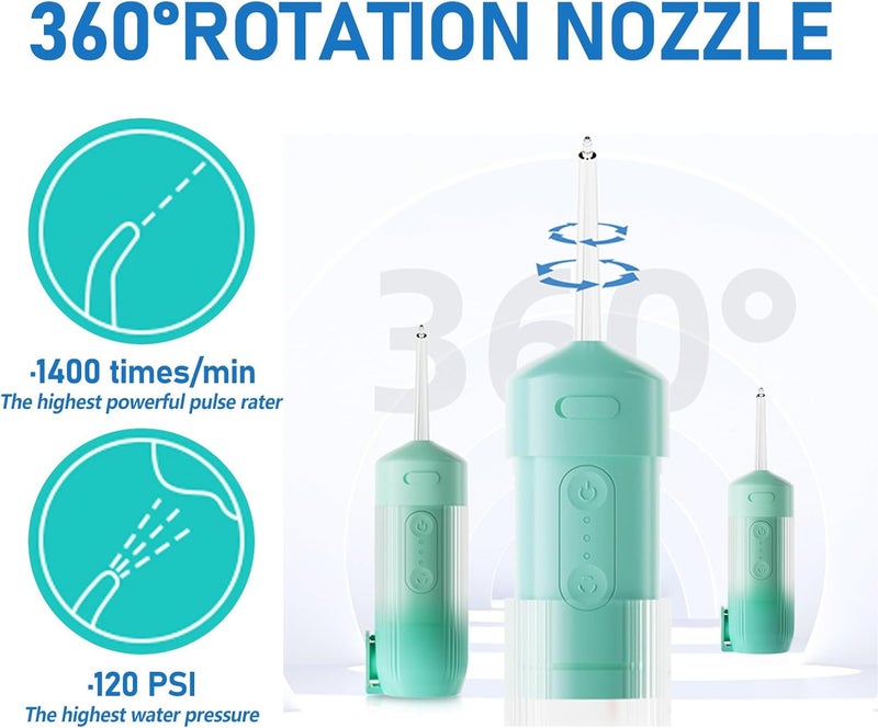 houscly Portable Water Flosser for Teeth Travel Mini Small Water Flosser Compact Electric Oral Irrigator Dental Flossing for Teeth Cleaning Cordless Advanced Tonsil Stone Kids Adults Braces - Image 4