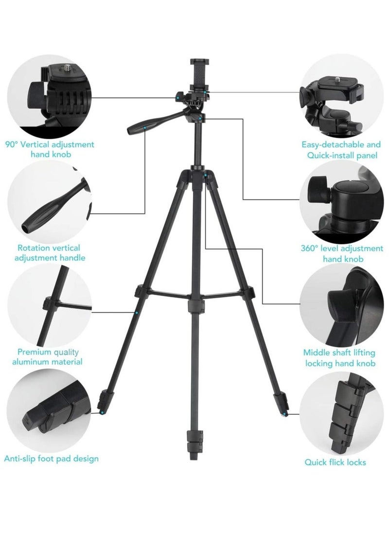 Arabest Tripod Flexible, 130cm Extendable Mobile Tripod Stand with Wireless Remote and Clip,Universal Aluminum Alloy Tripod for Video Selfie, Recording,Travel Camera Tripod Lightweight  - Image 2