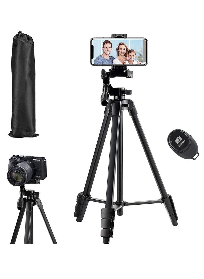 Arabest Tripod Flexible, 130cm Extendable Mobile Tripod Stand with Wireless Remote and Clip,Universal Aluminum Alloy Tripod for Video Selfie, Recording,Travel Camera Tripod Lightweight  - Image 1