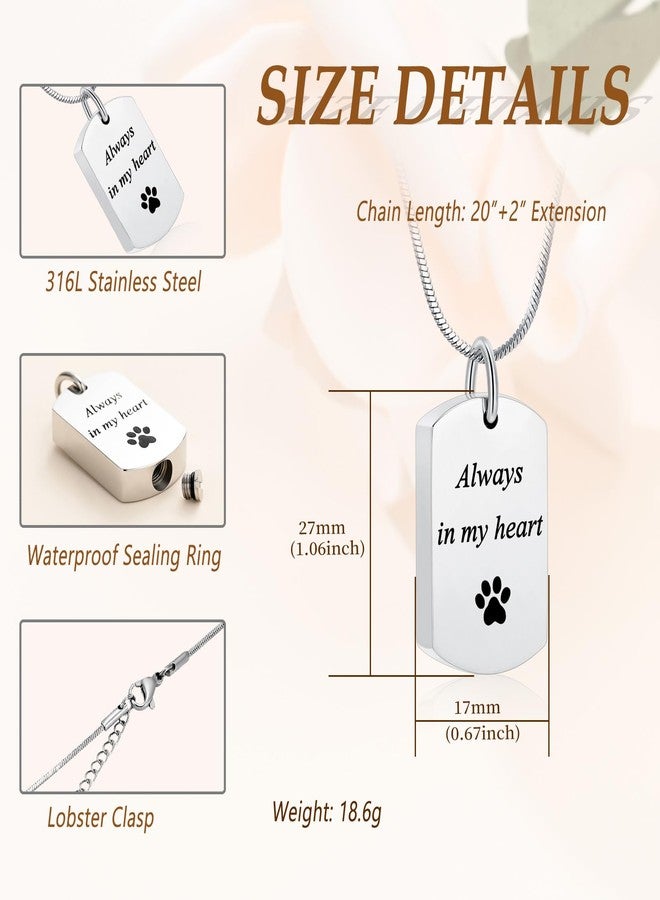 Minicremation Cremation Jewelry Urn Necklace for Ashes for Pet, Paw Print Memorial Ash Jewelry, Keepsake Holder Memorial Dog Tag Urn Necklace for Cat - Image 2