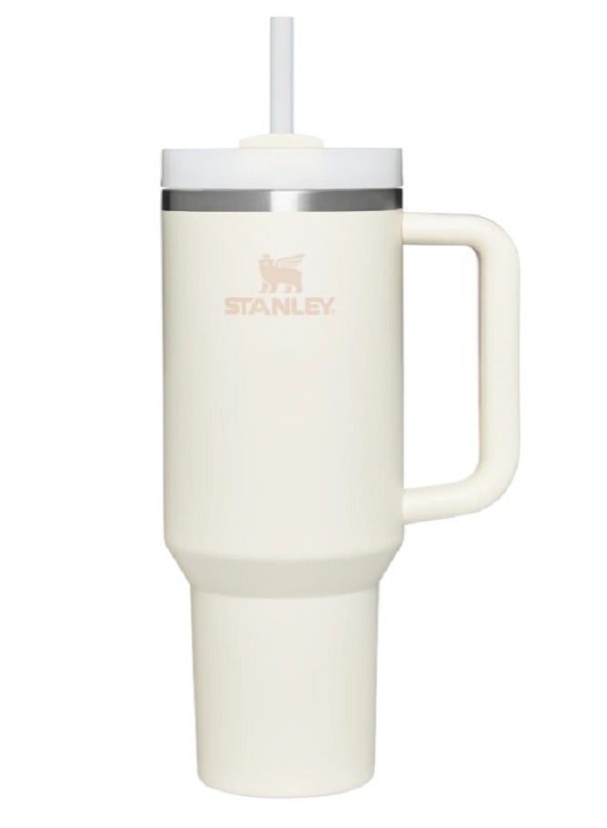 Stanley 40OZ CUP CREAM QUENCHER H20 FLOWSTATE STAINLESS STEEL VACUUM INSULATED TUMBLER WITH LID, STRAW & CAR CUP HOLDER COMPATIBLE FOR WATER, ICED TEA, COFFEE, SMOOTHIE AND MORE | BPAFREE, BEST GIFT FOR ALL OCEANS | PREMIUM ECOFRIENDLY TRAVEL MUG WITH ADVANCED FLOWSTATE LID
