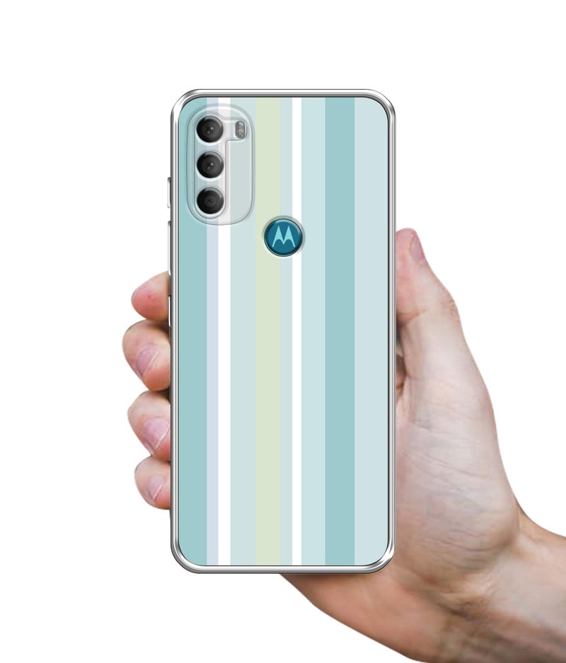 Casotec Light Green Stripes Printed Silicon Soft TPU Back Case Cover for Motorola Moto G71 5G - Image 3