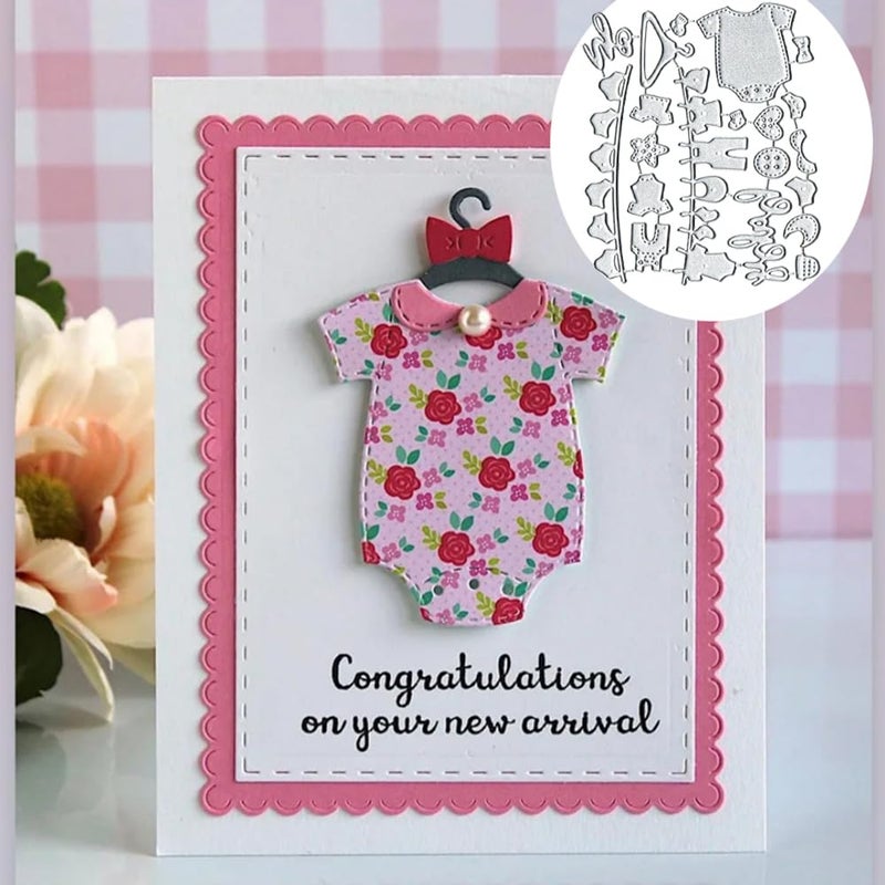 BeetirryHu Baby Clothes Frame Metal Die Cuts, Baby Clothes Frame Metal Cutting Dies Cut Stencils Card Paper Craft DIY Template Metal Cutting Dies Album Embossing Paper Dies for Card Making Scrapbooking - Image 1