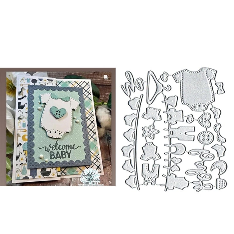 BeetirryHu Baby Clothes Frame Metal Die Cuts, Baby Clothes Frame Metal Cutting Dies Cut Stencils Card Paper Craft DIY Template Metal Cutting Dies Album Embossing Paper Dies for Card Making Scrapbooking - Image 3