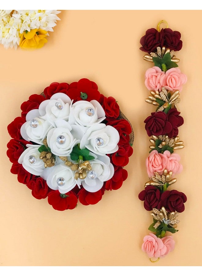 Arooman™ Full Juda Bun Hair Flower Gajra and Multi Color gajra Combo for Wedding and Party, Hair Accessories - Image 2