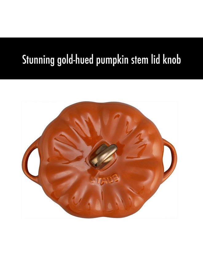 STAUB STAUB 0.5-qt Petite Ceramic, Oven & Stove Safe up to 572°F, Pumpkin Dish, Baking , Candy Dish, Burnt Orange  - Image 4