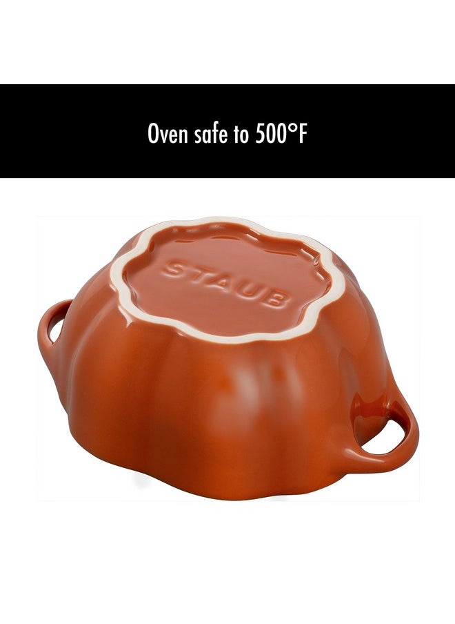 STAUB STAUB 0.5-qt Petite Ceramic, Oven & Stove Safe up to 572°F, Pumpkin Dish, Baking , Candy Dish, Burnt Orange  - Image 3