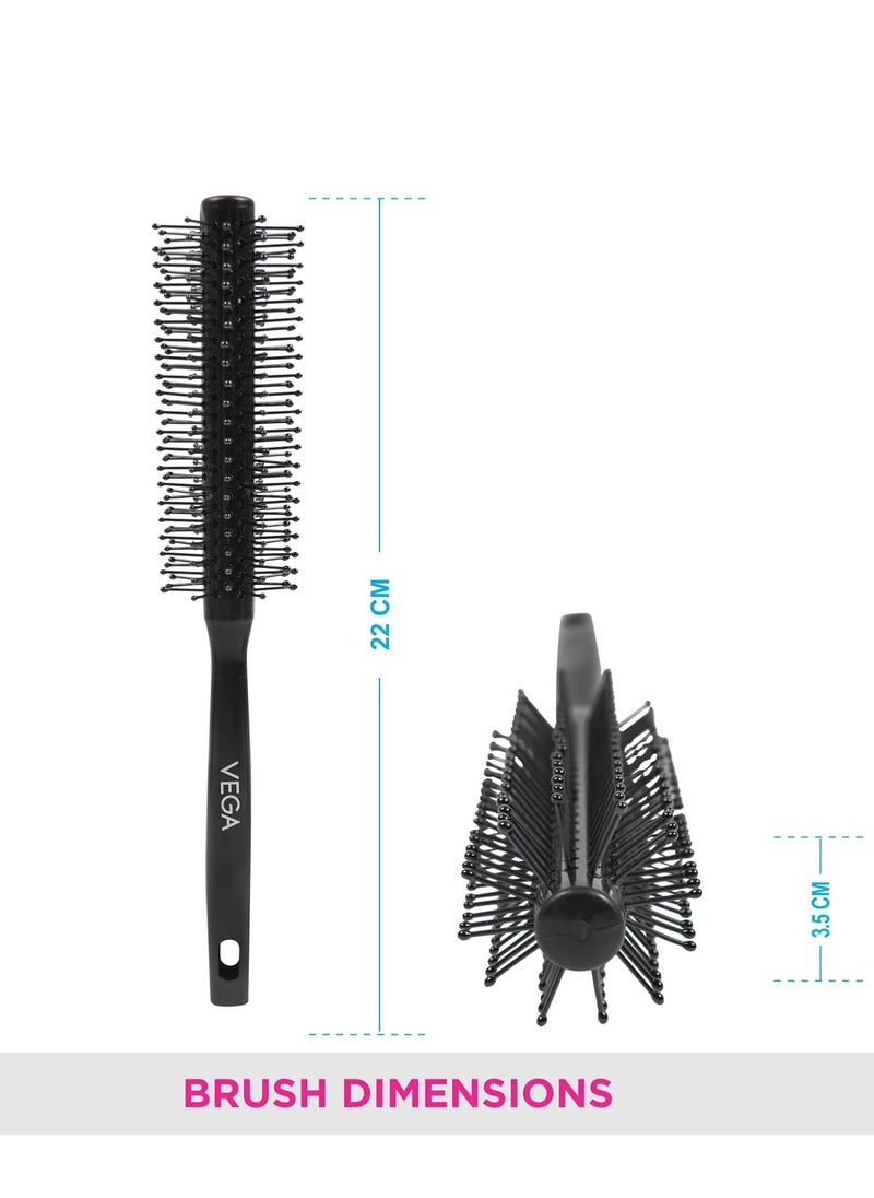 Vega Vega Round Hair Brush (India's No.1* Hair Brush Brand) For Adding Curls, Volume & Waves In Hairs| Men and Women| All Hair Types (R3-RB)  - Image 3