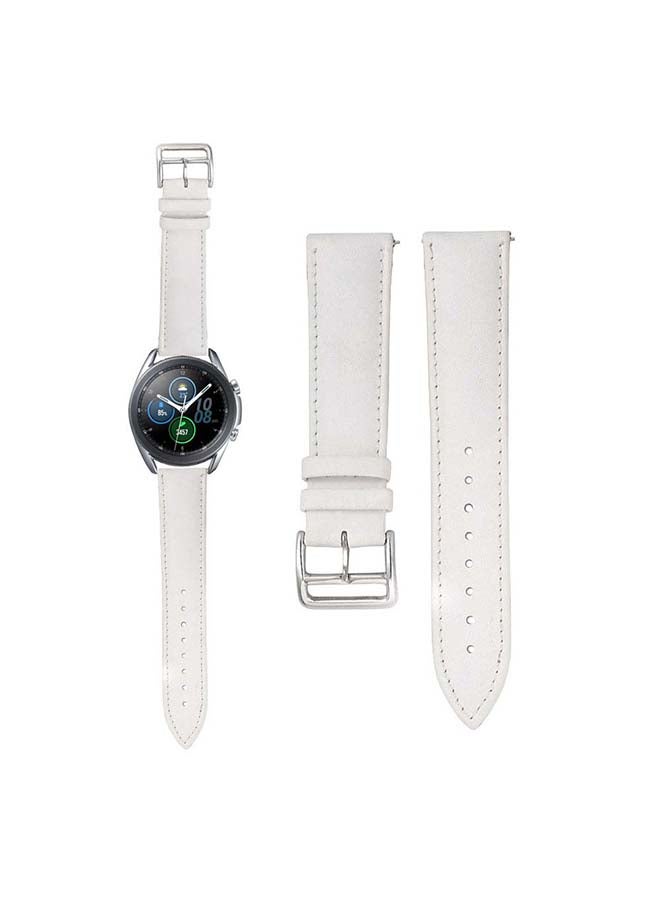 Perfii Genuine Leather Replacement Band for Samsung Galaxy Watch 3 45mm White - Image 1