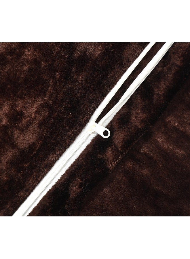 TIB® Warm Quilt Cover Double Bed with Zipper, Duvet Cover Double Bed Soft Flannel (90x100) Inches (Coffee) - Image 2
