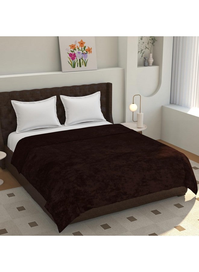 TIB® Warm Quilt Cover Double Bed with Zipper, Duvet Cover Double Bed Soft Flannel (90x100) Inches (Coffee) - Image 1