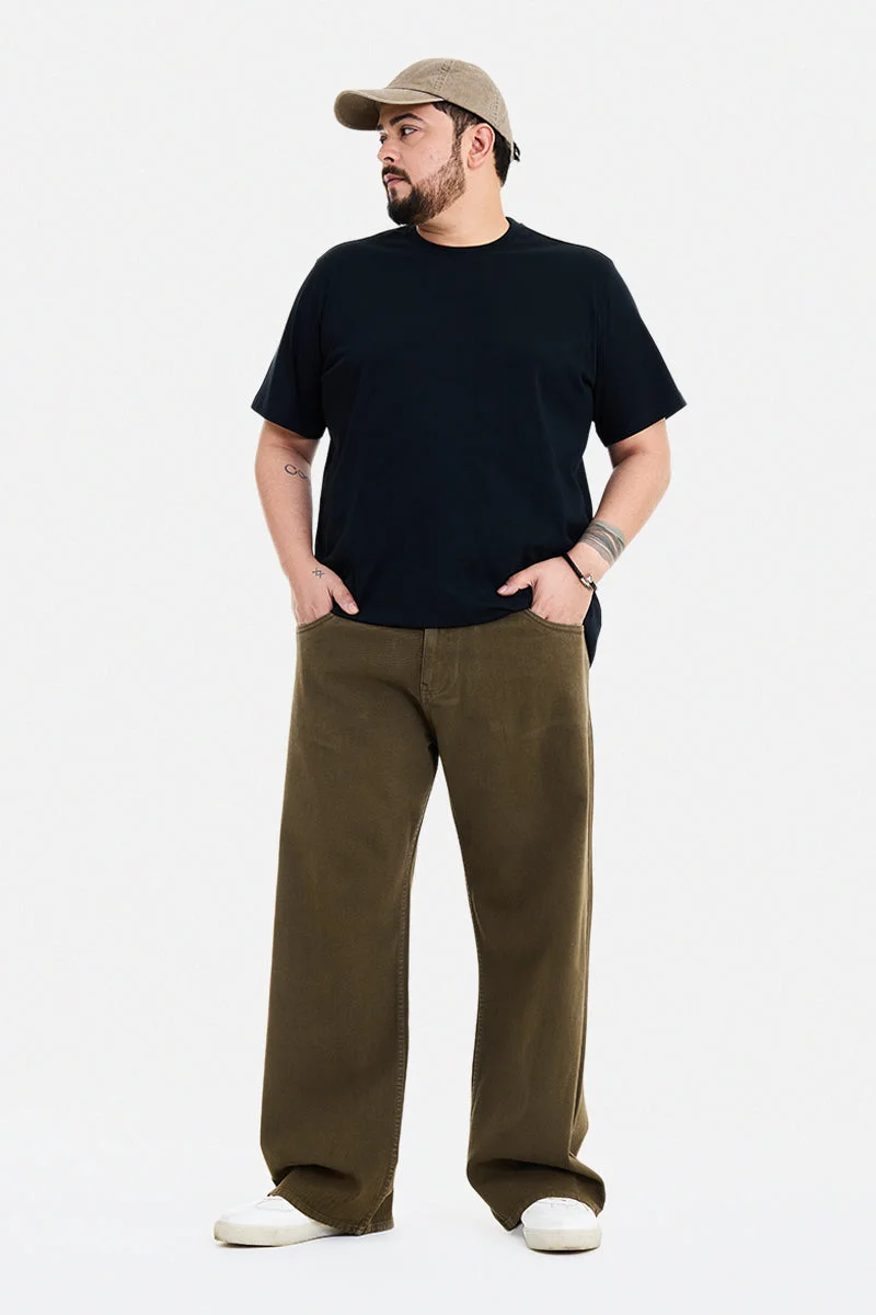 SNITCH Brown Solid Relaxed Casual Plus Size Jeans
