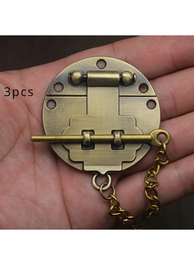 3pcs Vintage Style Brass Alloy Locks Decorative Latch for Jewelry Boxes Suitcases - Image 1