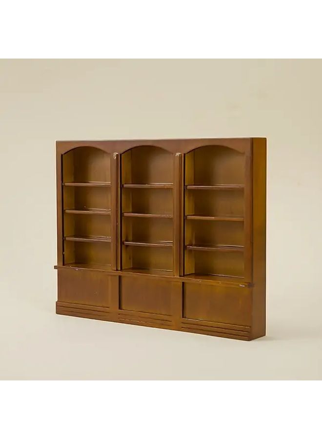 Wood Color Dollhouse Miniature Triple Cabinet Book Shelf Halloween Christmas Gift - Image 3