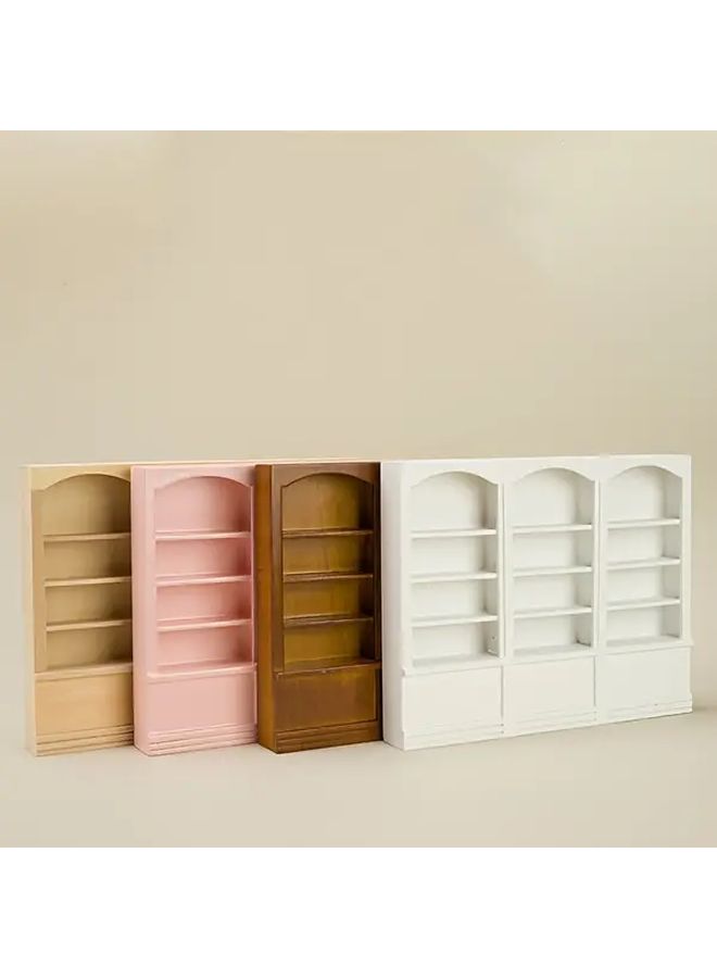 Wood Color Dollhouse Miniature Triple Cabinet Book Shelf Halloween Christmas Gift - Image 1