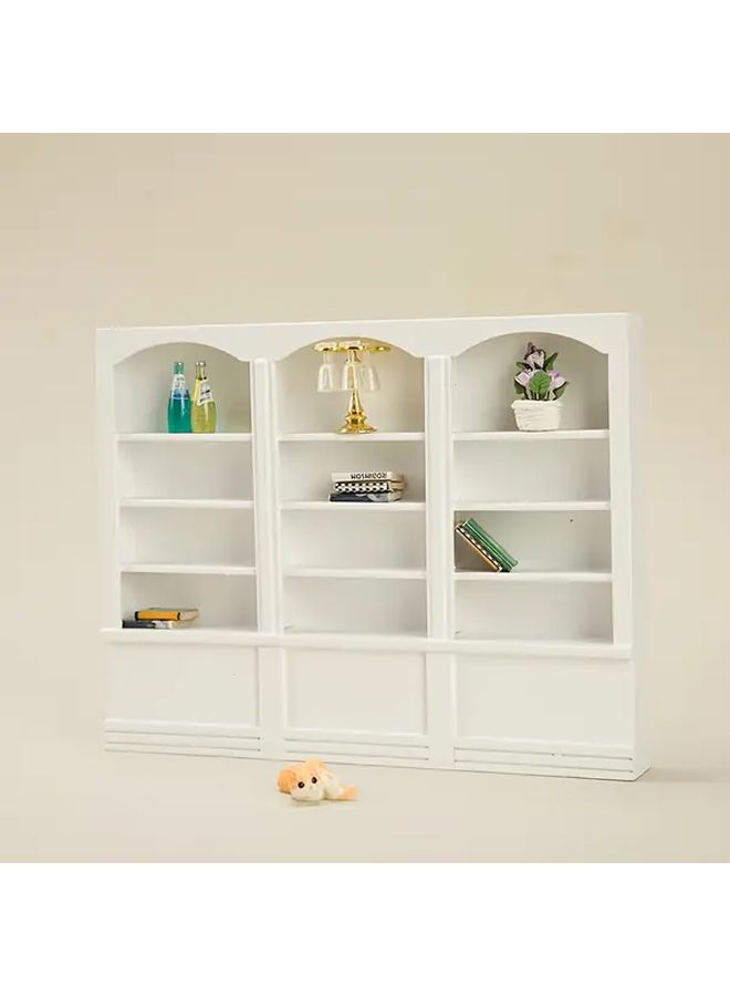 Wood Color Dollhouse Miniature Triple Cabinet Book Shelf Halloween Christmas Gift - Image 4