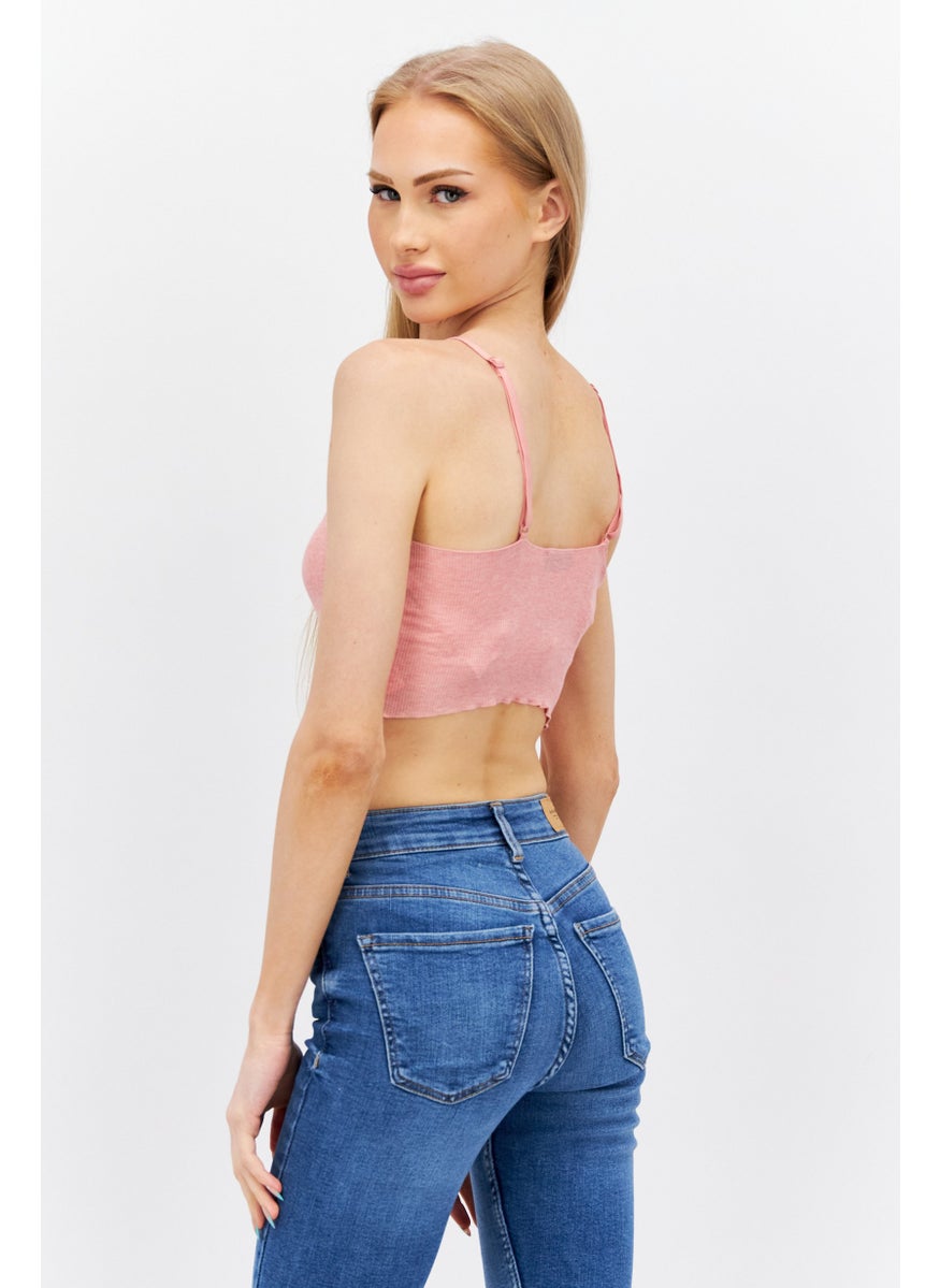 Etam Women Scoop Neck Sleeveless Solid Top, Pink  - Image 2
